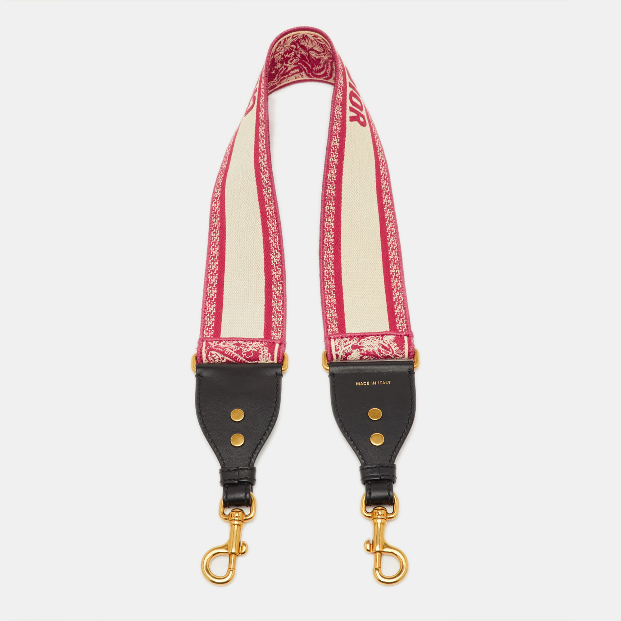 

Dior Pink/Black Embroidered Canvas Shoulder Bag Strap