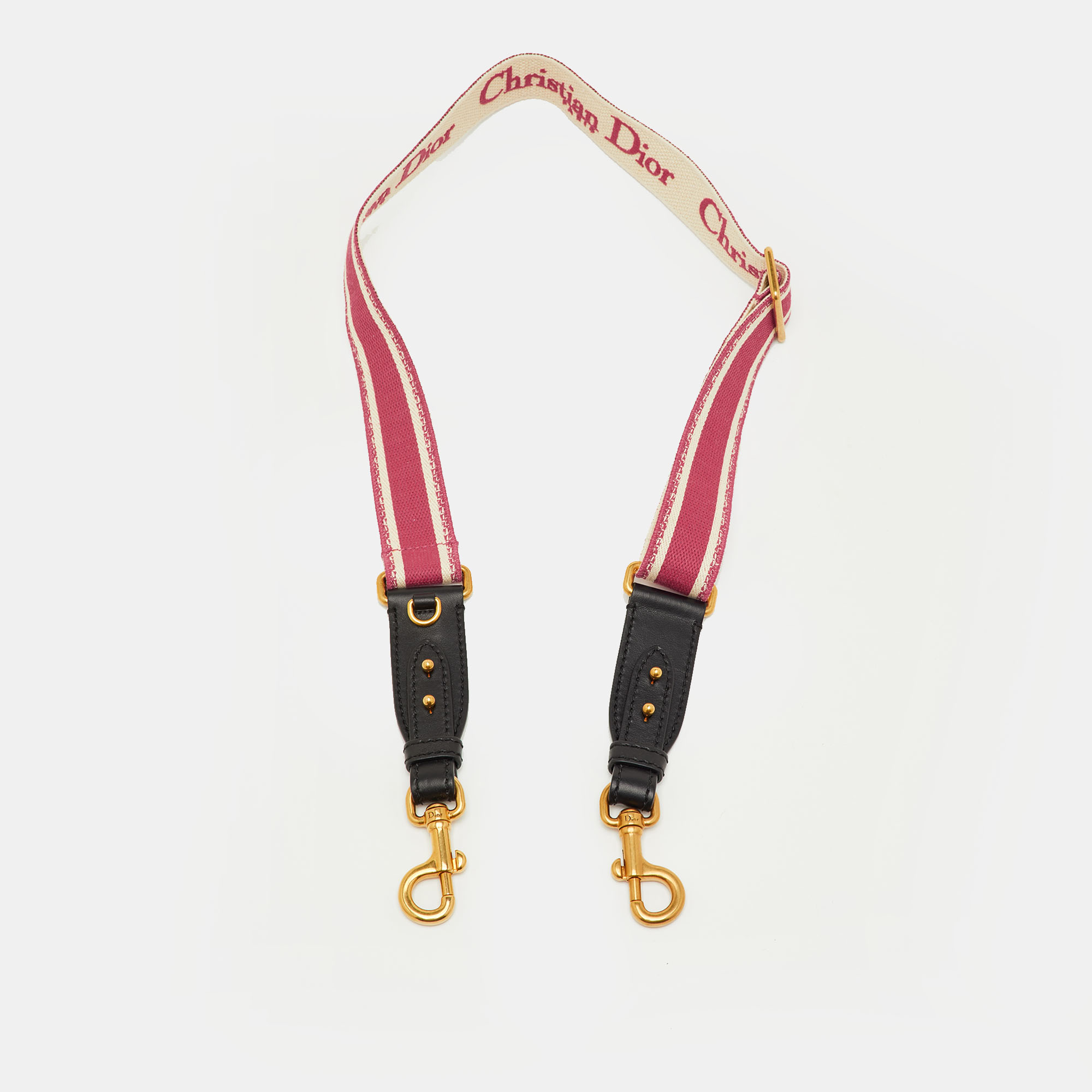 

Dior Pink/Black Embroidered Canvas and Leather Bag Shoulder Strap