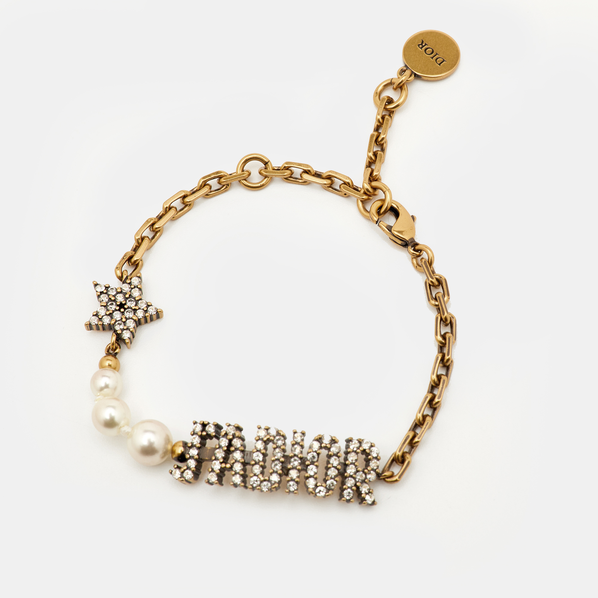 

Dior J'adior Faux Pearl Crystal Gold Tone Bracelet