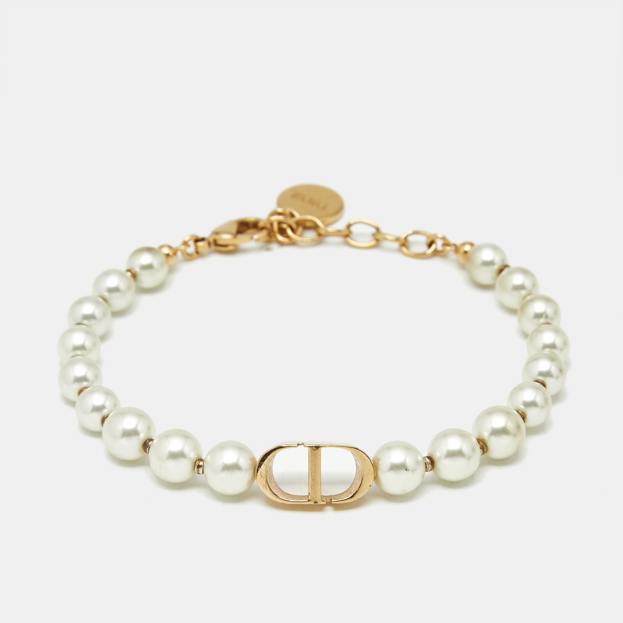 

Dior CD 30 Montaigne Faux Pearl Gold Tone Bracelet