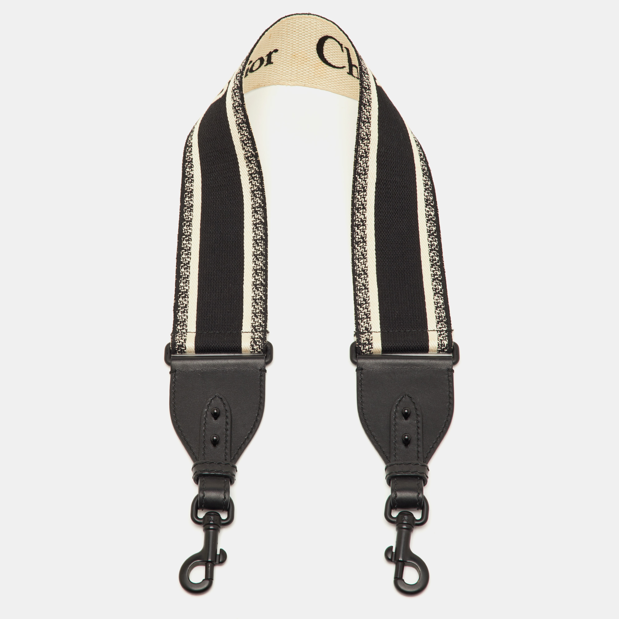 

Dior Black/White Logo Canvas and Leather Bag Shoulder Strap