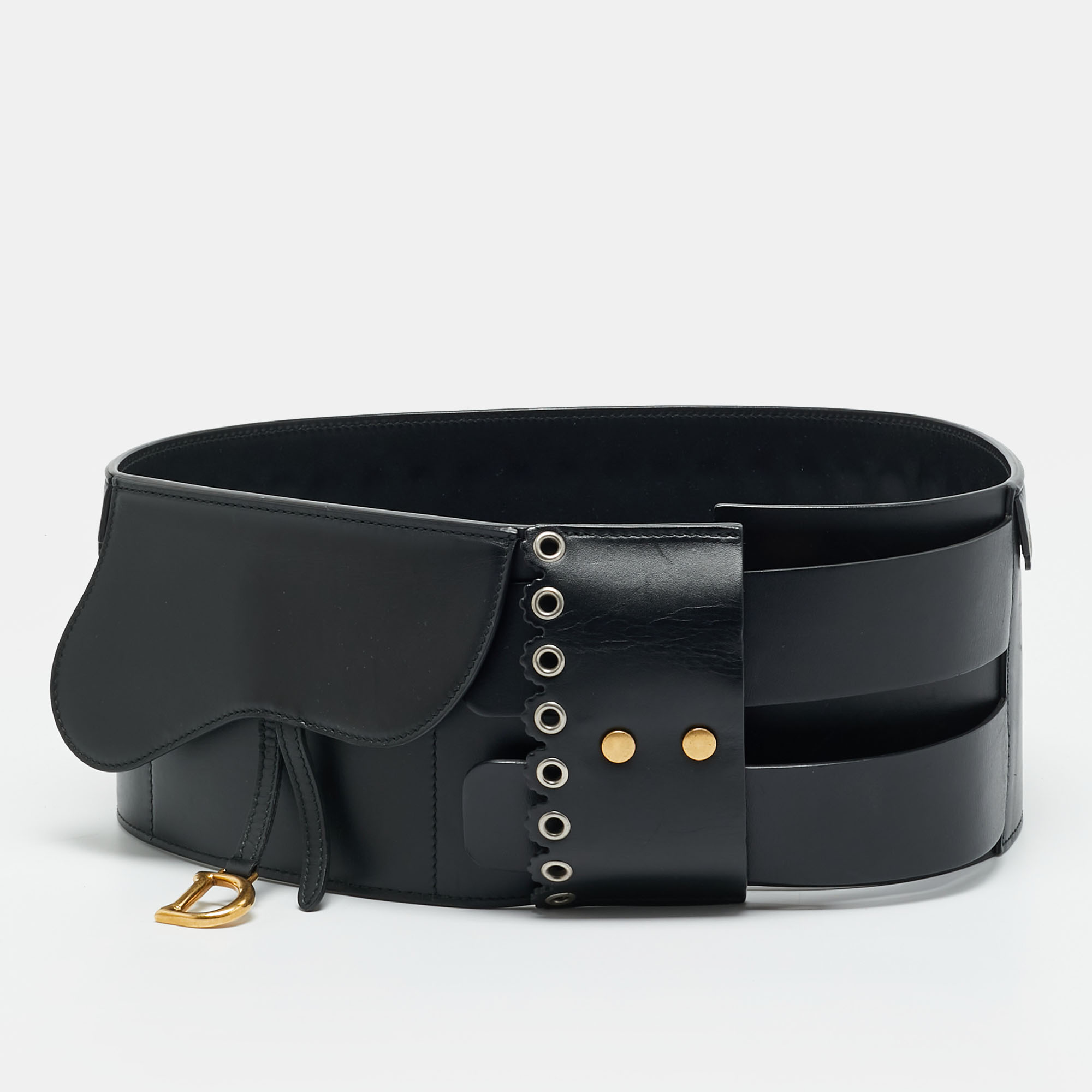 

Dior Saddle 80CM Wide Waist Belt Black Leather