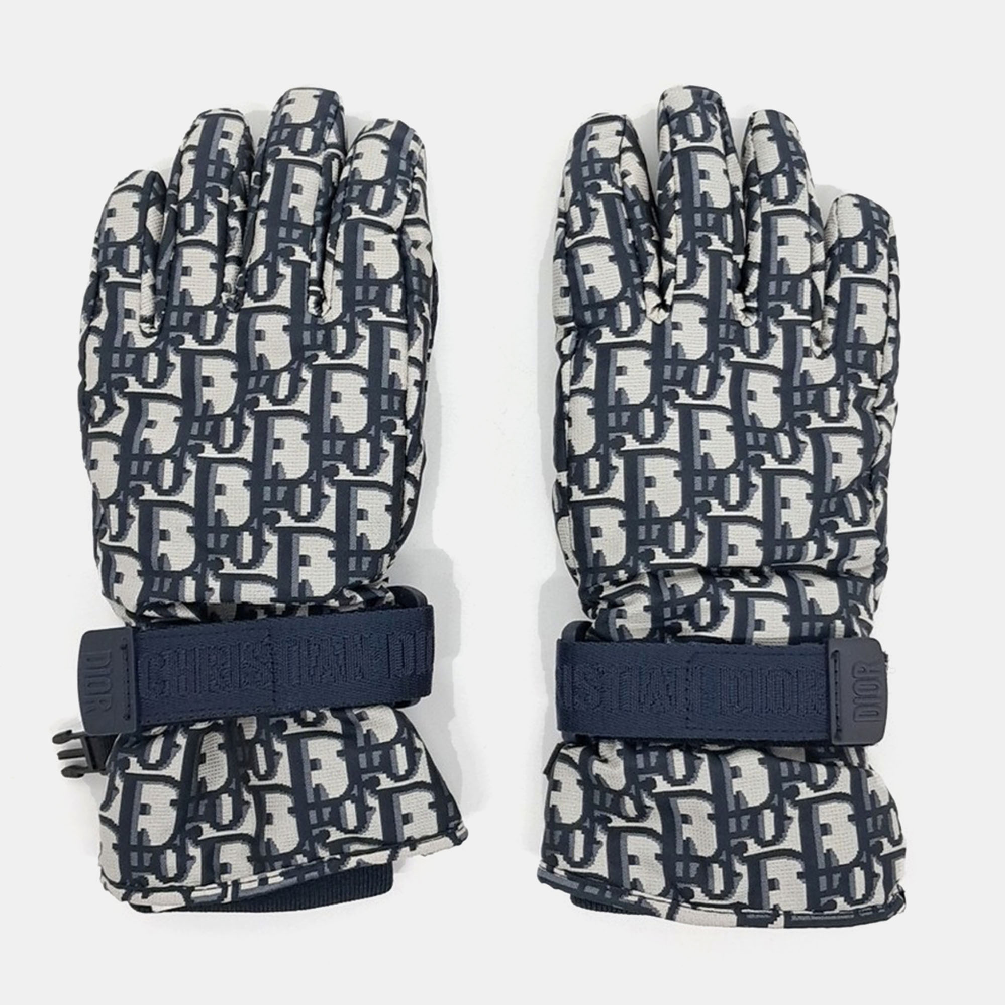 

Dior Navy Blue Polyester Oblique Ski Gloves