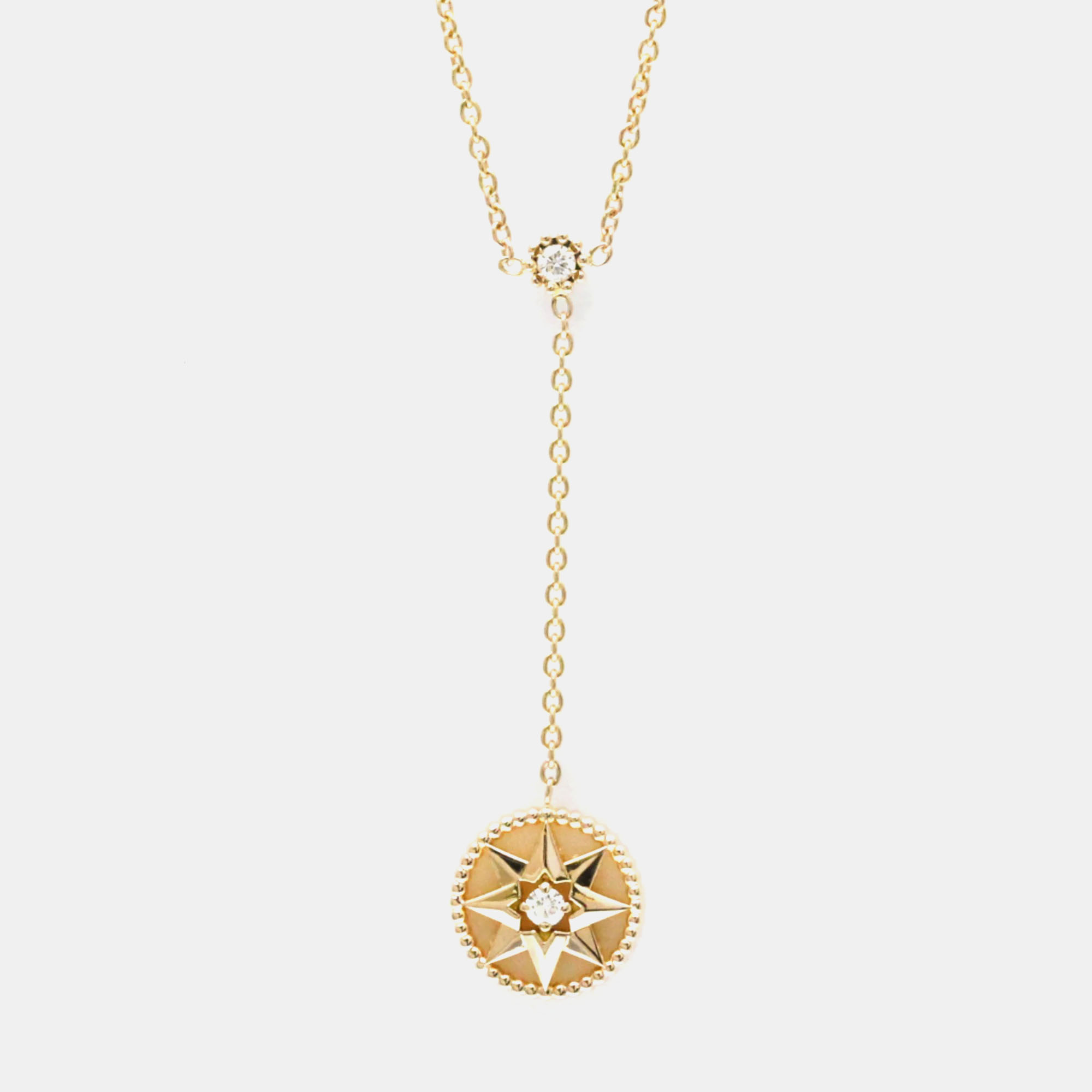 

Christian Dior Rose Des Vents Medallion Rose Quartz Pink Gold 18K Diamond Rose Quartz Women Necklace Pink Gold