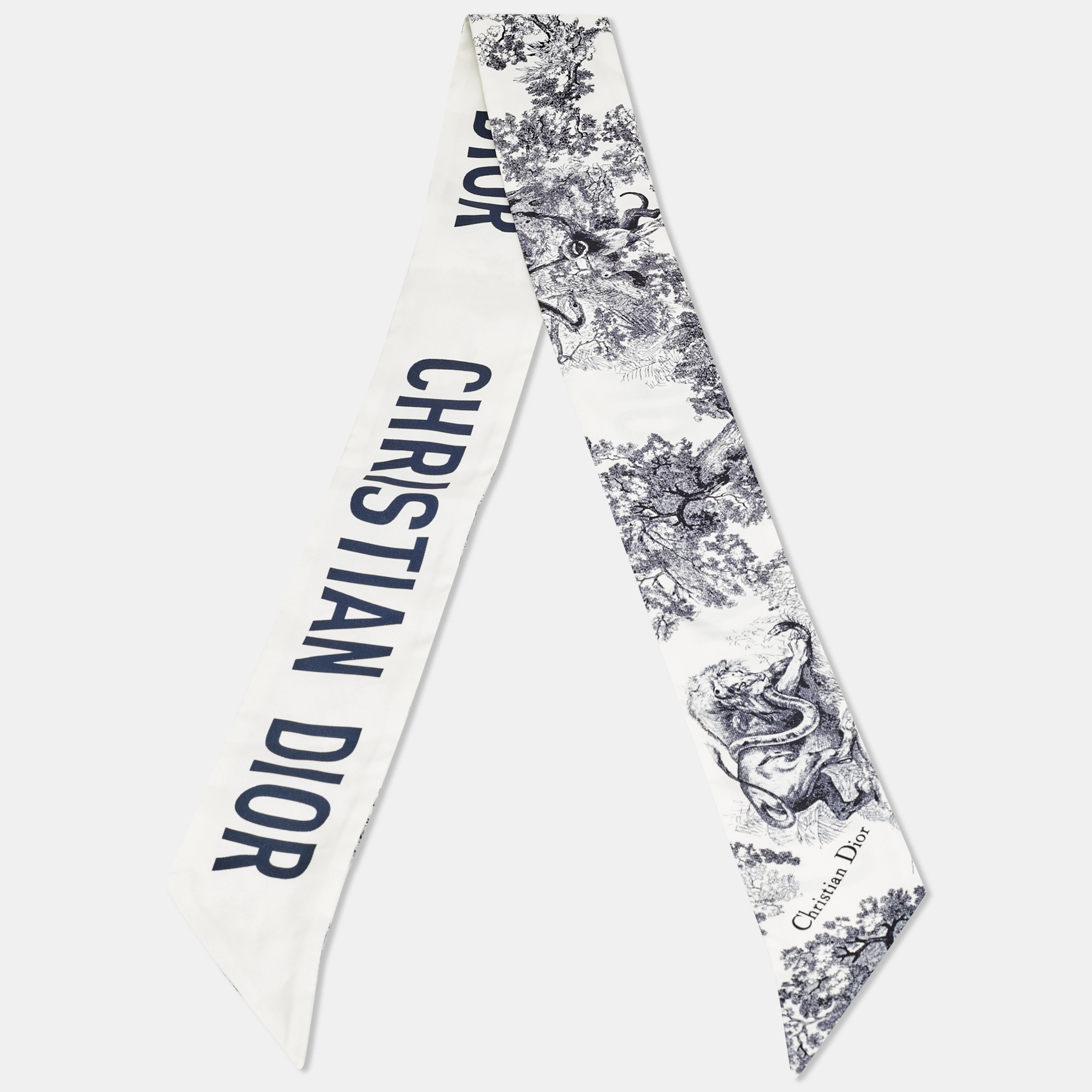 

Dior Blue/White Toile de Jouy Silk Mitzah Scarf