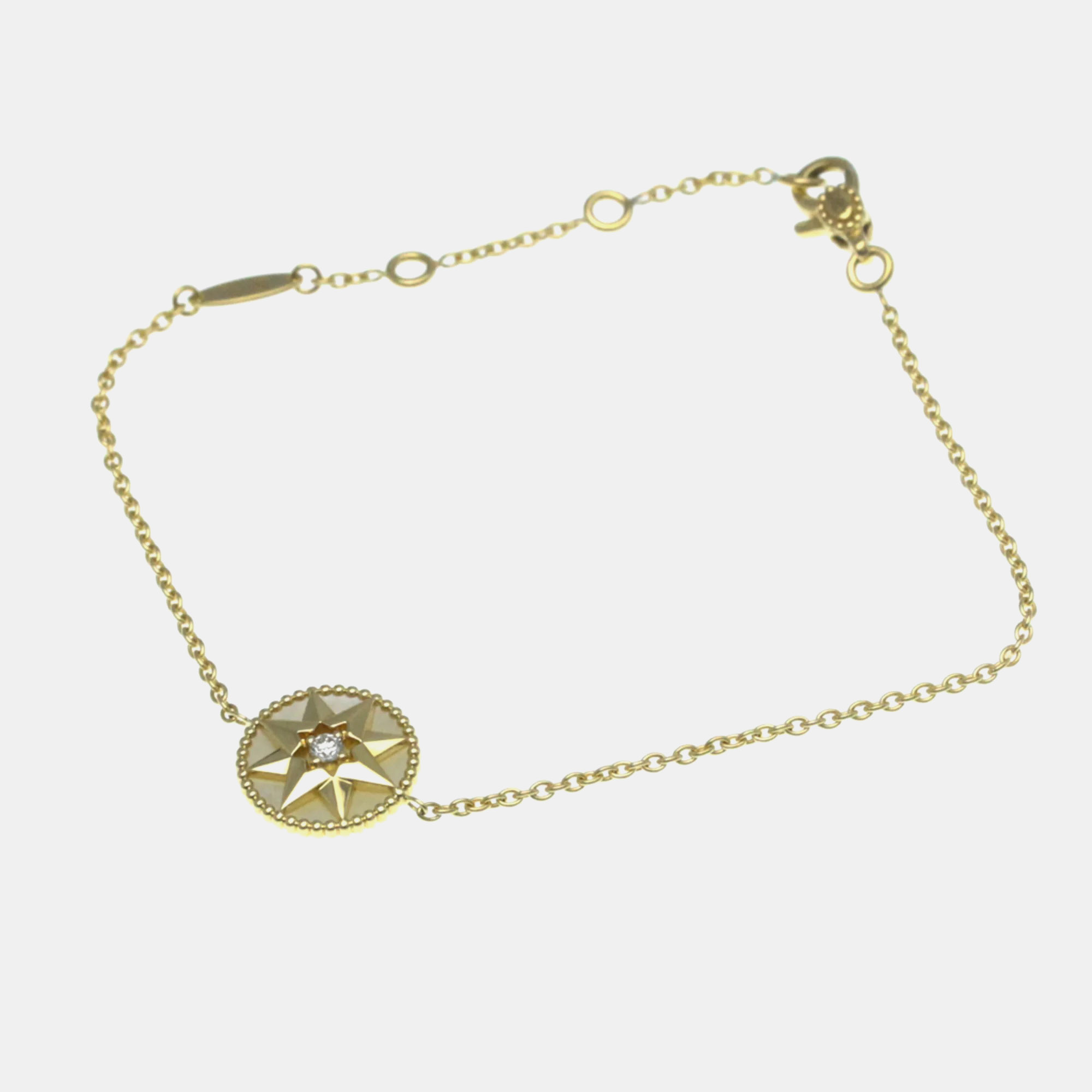 

Christian Dior Rose des Vents 18K Yellow Gold Mother Of Pearl Charm Bracelet