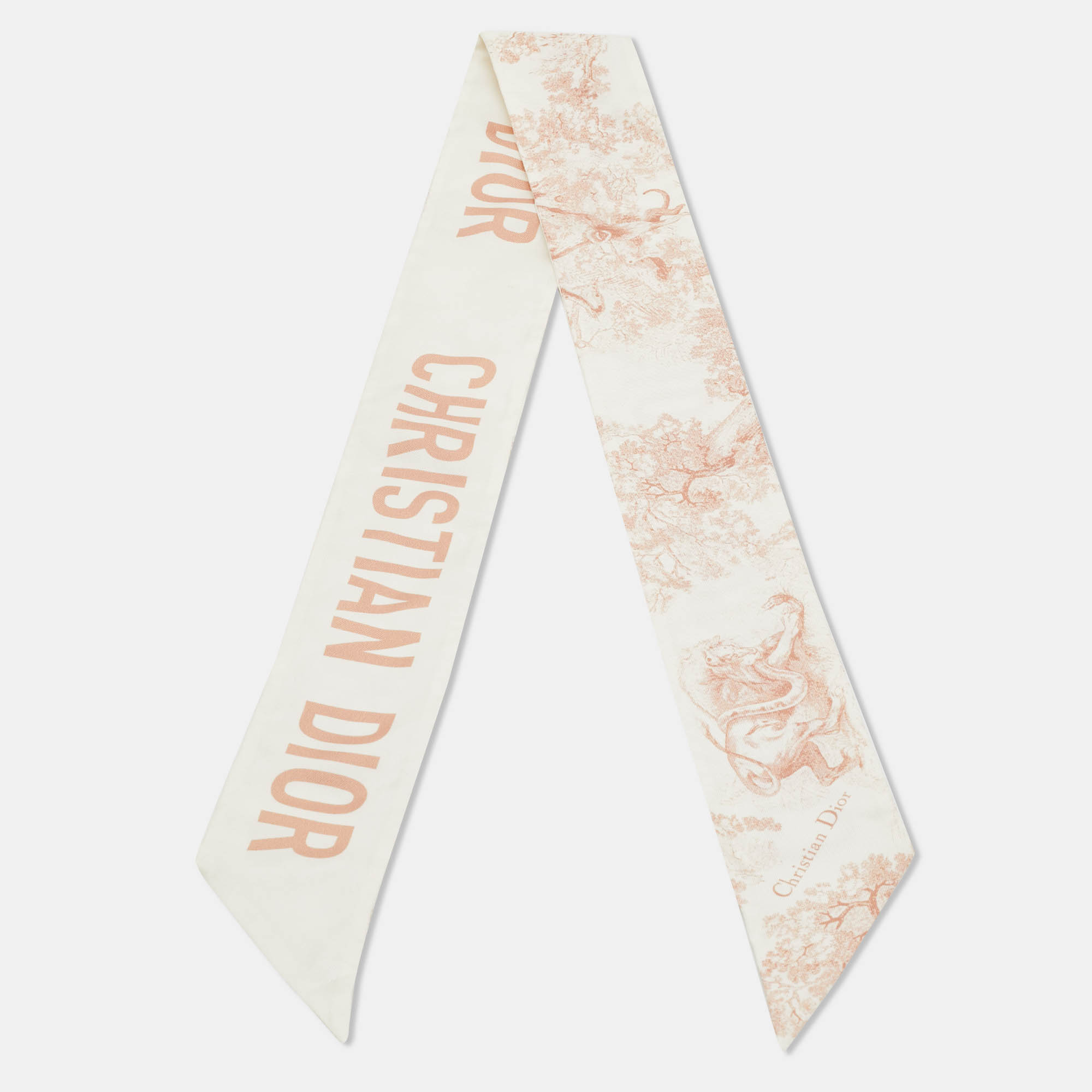 

Dior Ivory Toile de Jouy Sauvage Silk Mitzah Scarf, White