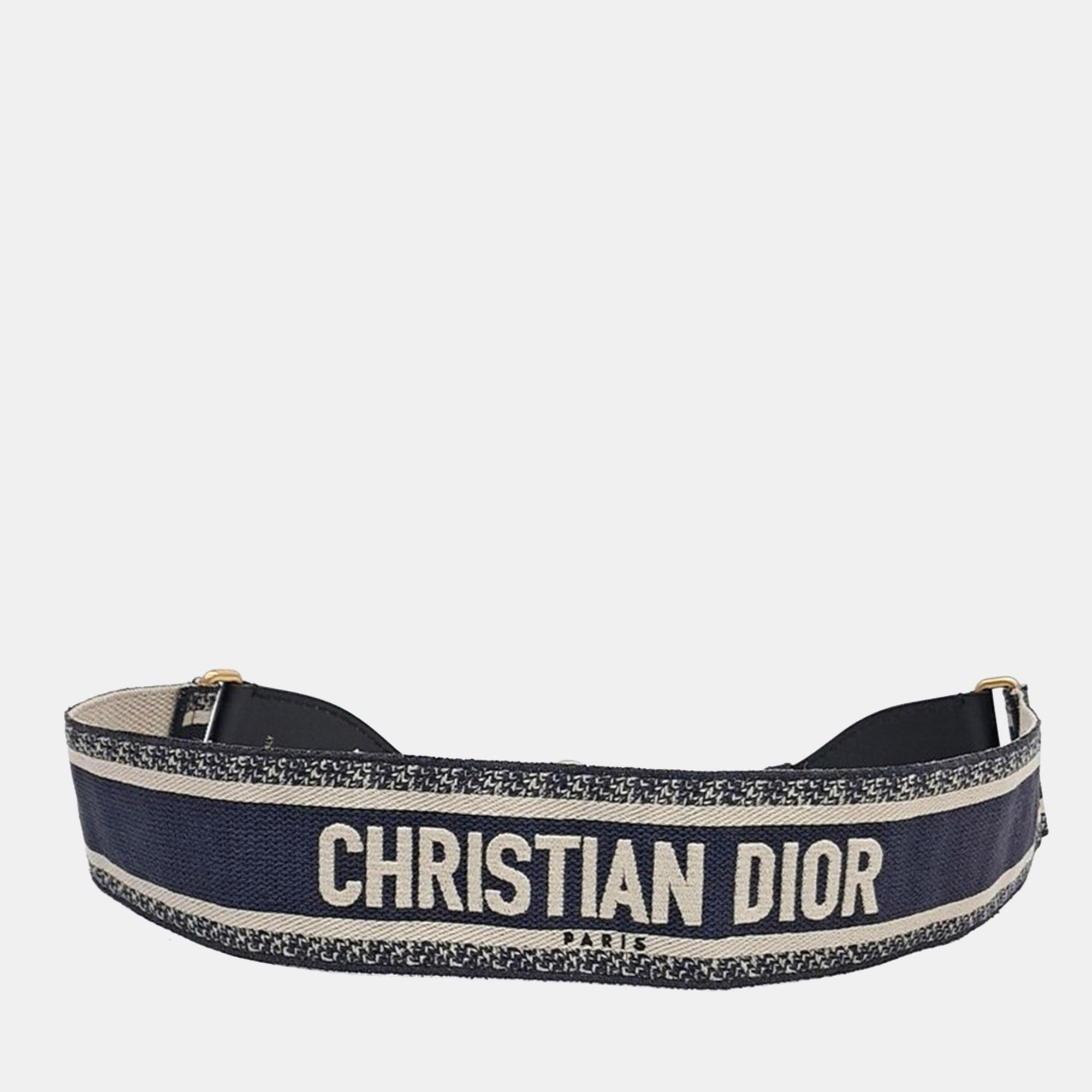 

Christian Dior Beige Navy Blue Fabric Strap