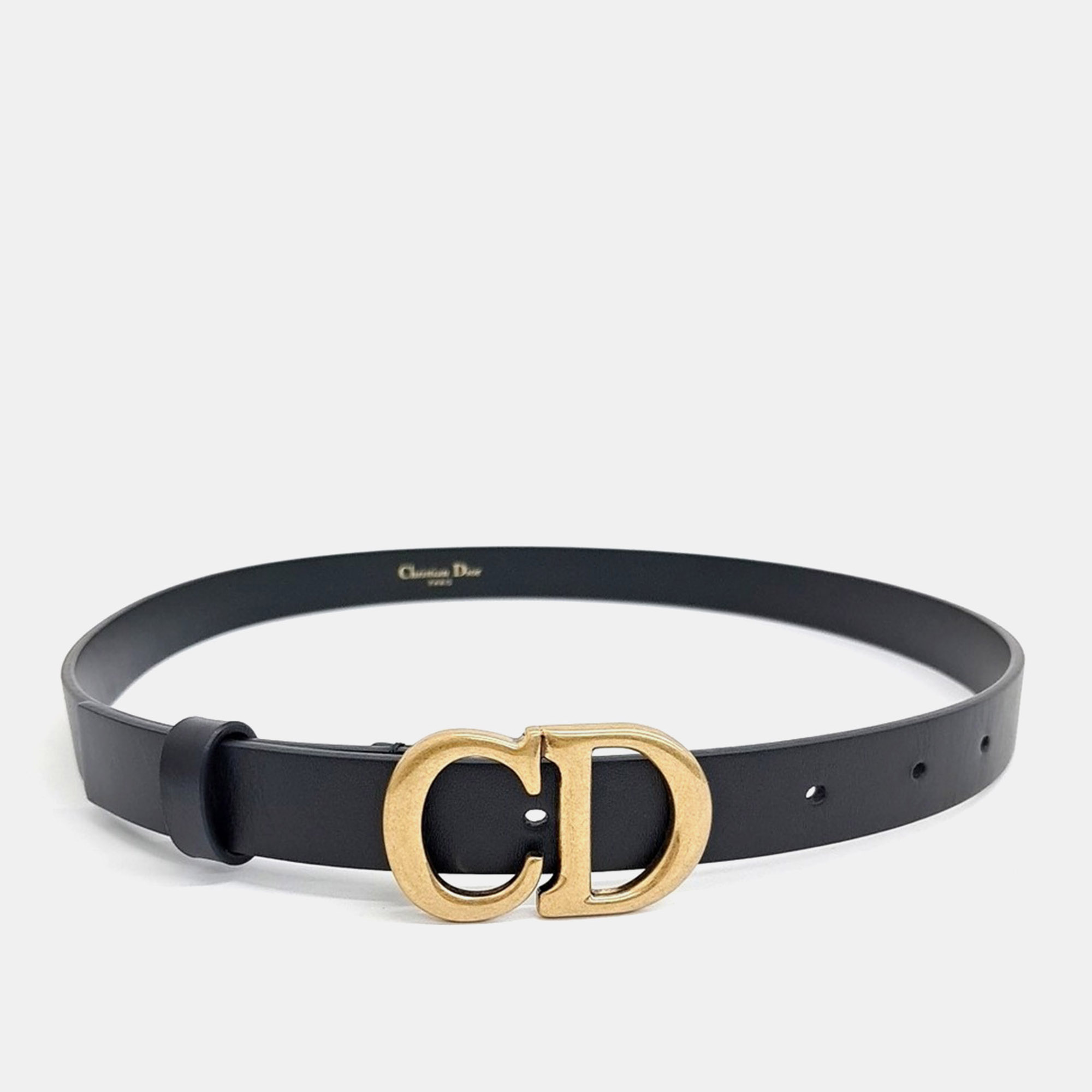 

Christian Dior Black Leather saddle belt