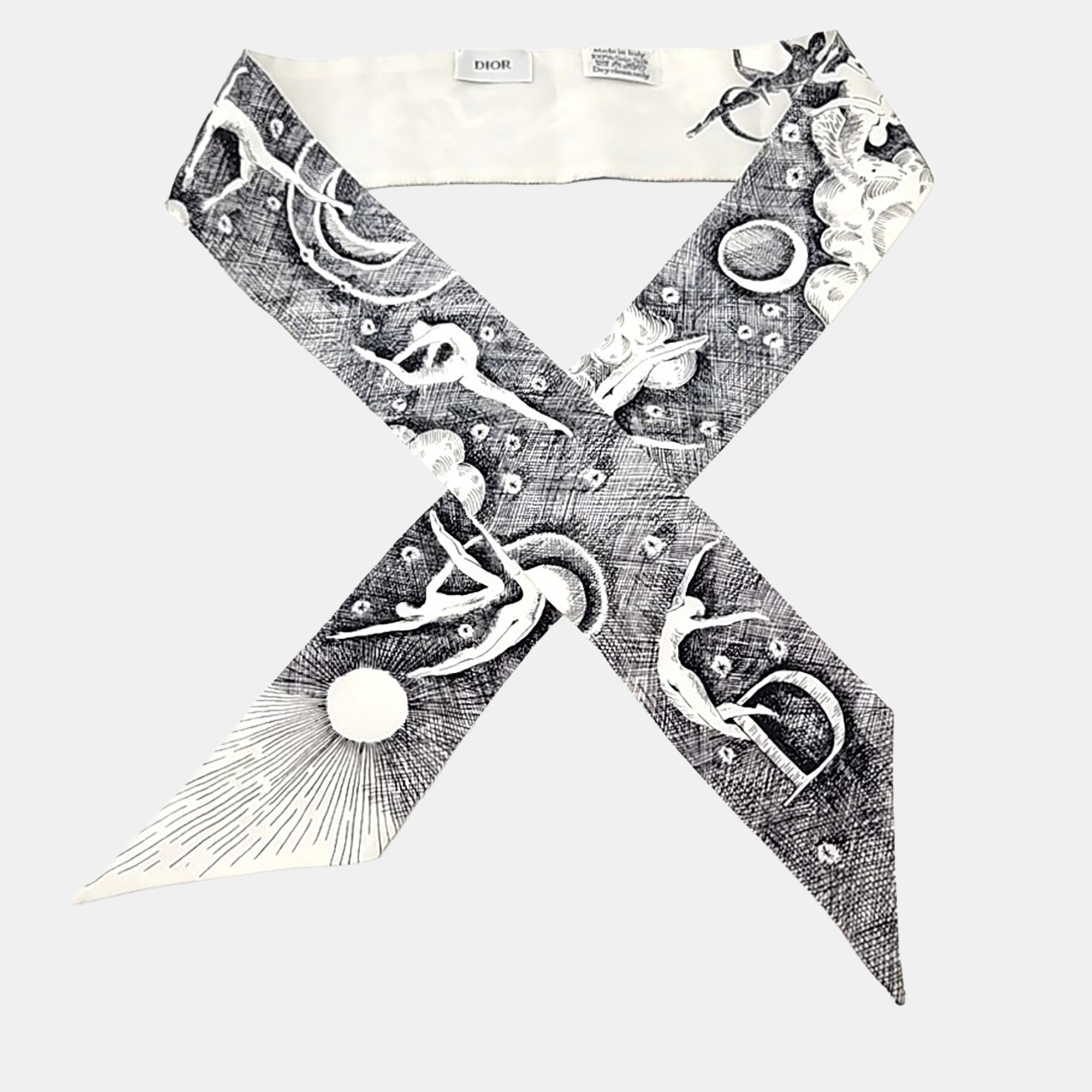 

Christian Dior Black White Twilly Scarf