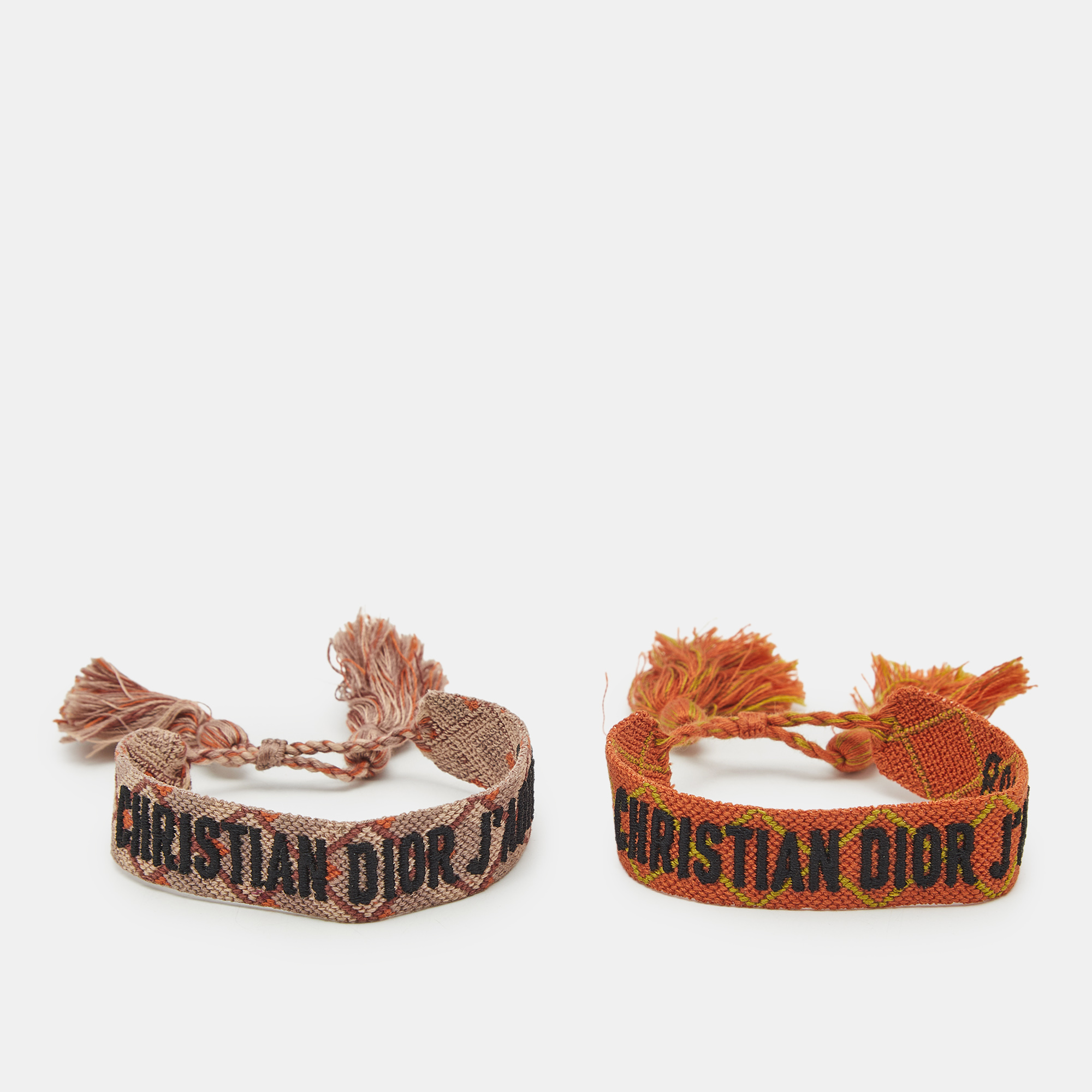 Pre-owned Dior J'a Woven Fabric Friendship Bracelet Set Of 2