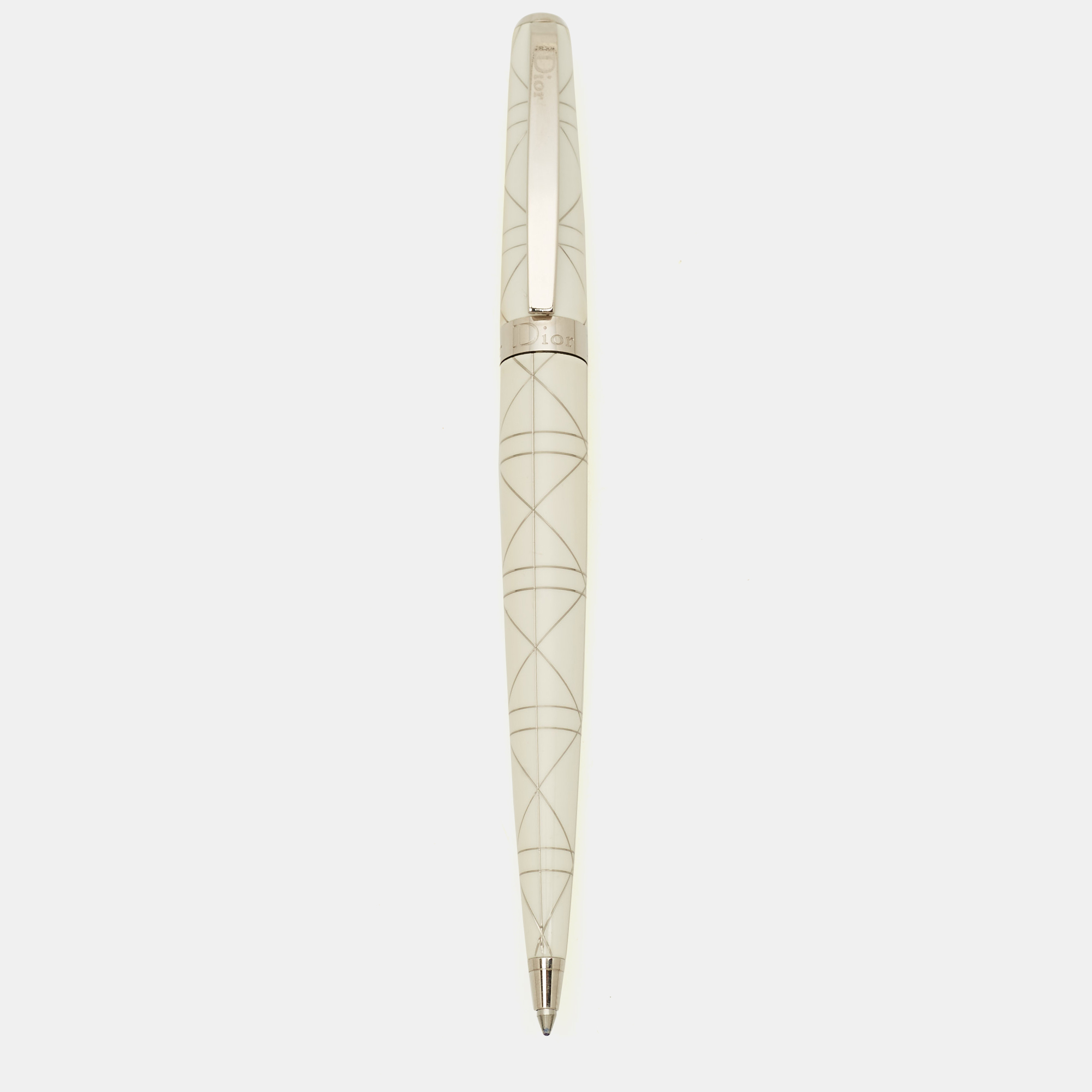 

Dior White Composite Silver Tone Ballpoint Pen