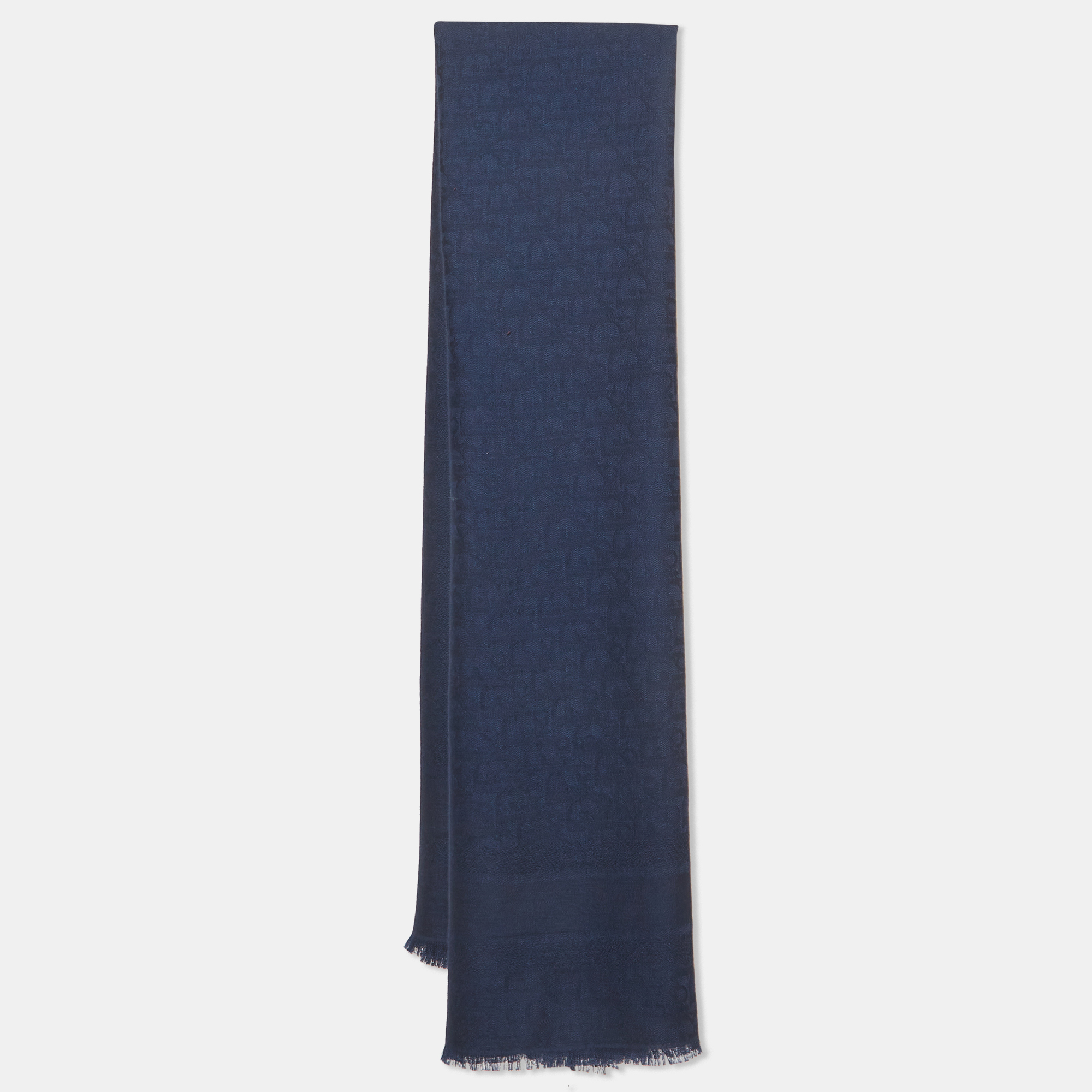 

Christian Dior Navy Blue Oblique Wool Blend Scarf