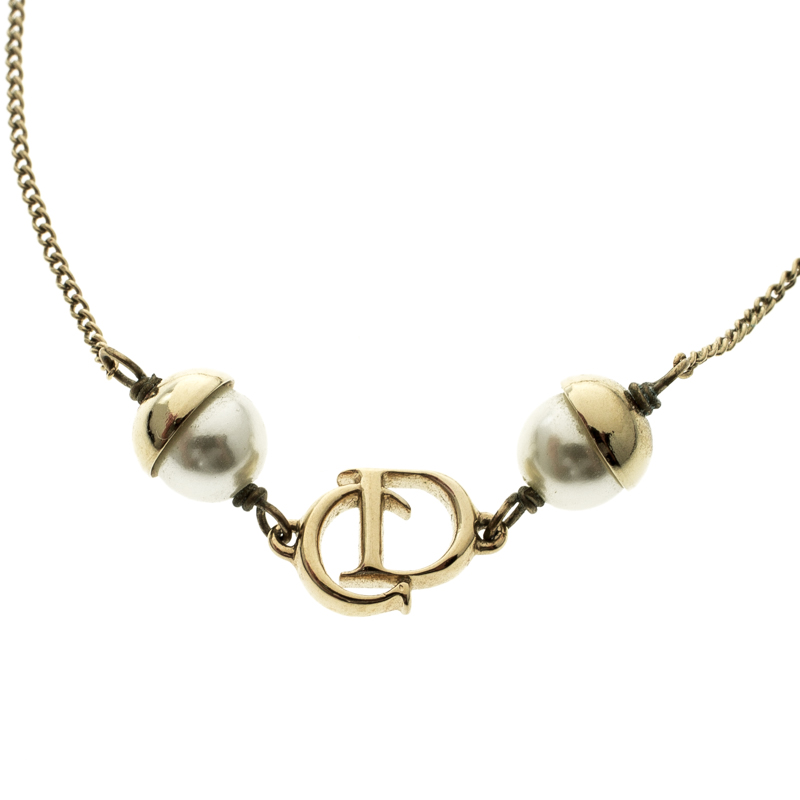 

Dior Mise En Dior Faux Pearl Gold Tone Bracelet