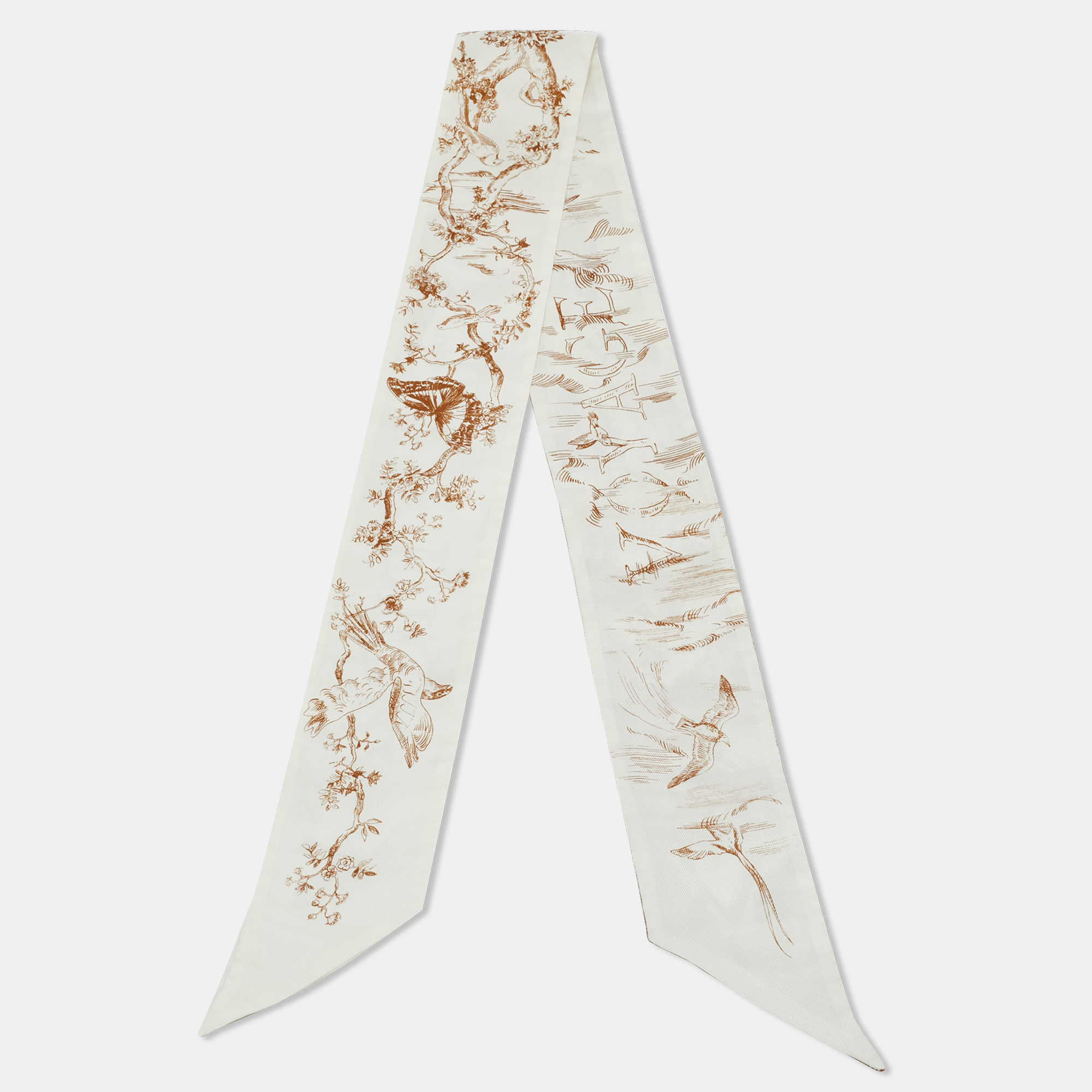 

Christian Dior White Toile de Jouy Sauvage Silk Mitzah Scarf