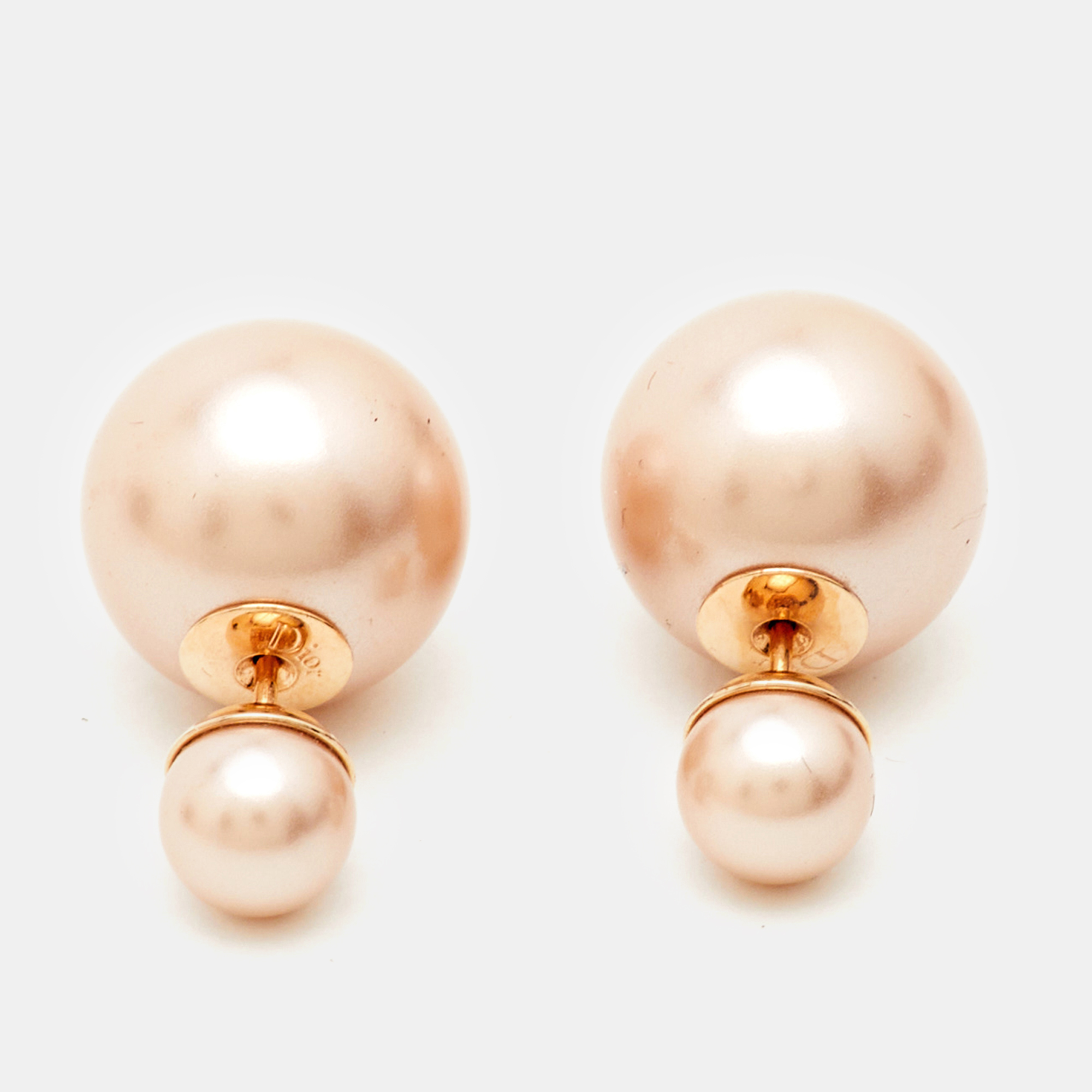 

Dior Tribales Faux Pearl Rose Gold Tone Earrings