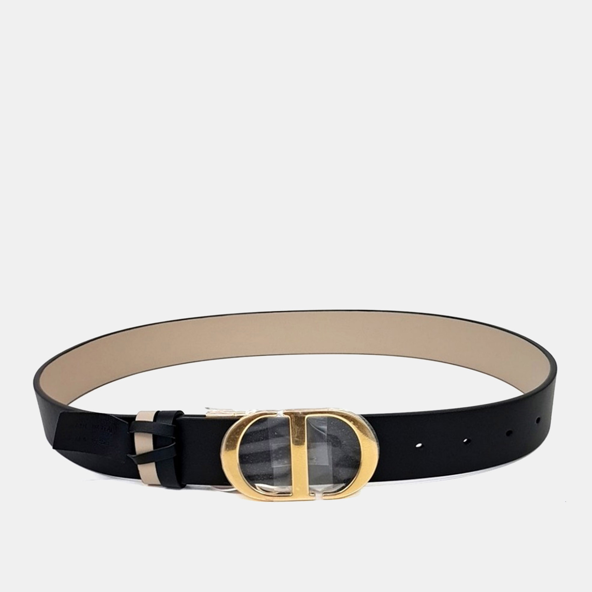 Pre-owned Dior Christian 30 Montaigne Reversible Belt B0179uwga In Black