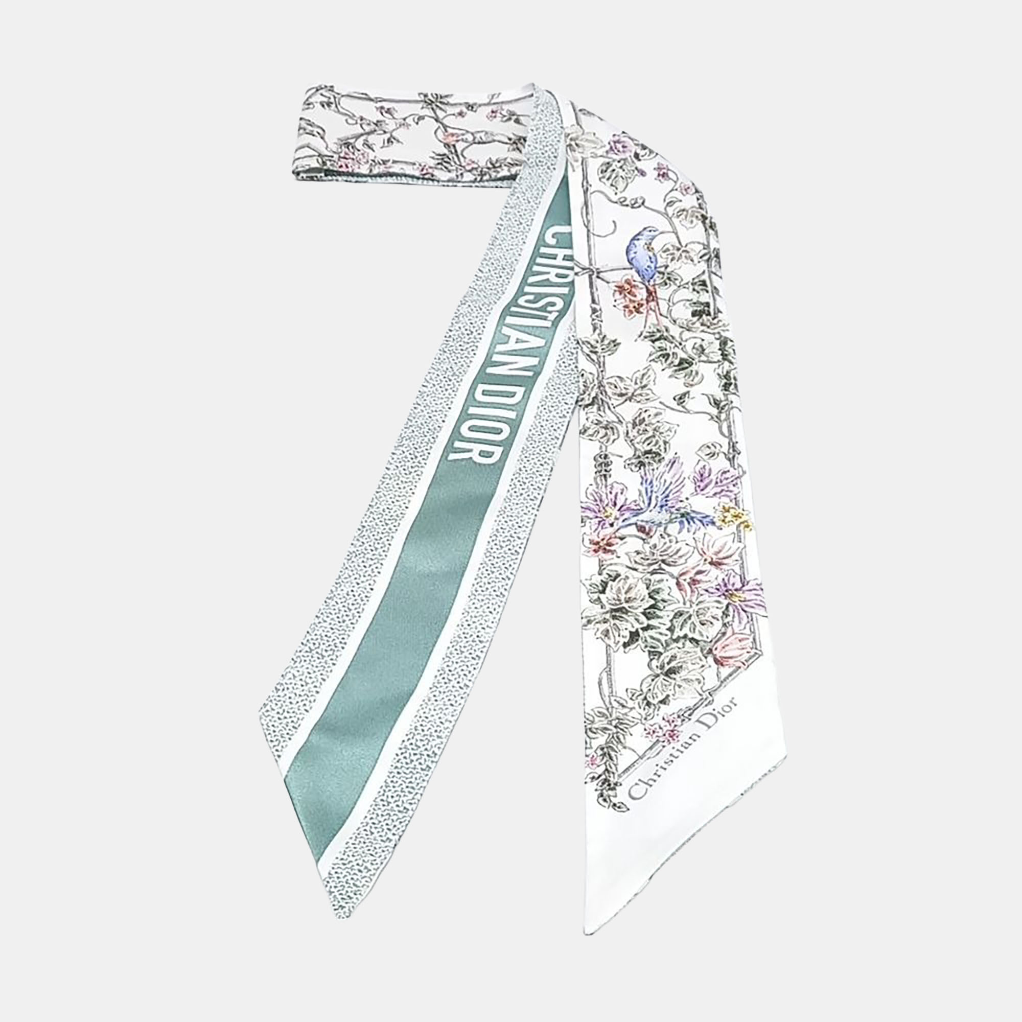Pre-owned Dior Christian Twilly Multicolor Silk Scarf
