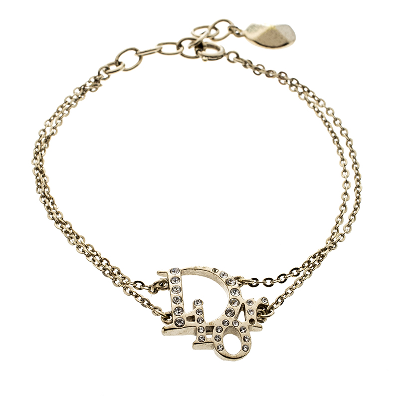 Dior Oblique Crystal Gold Tone Bracelet