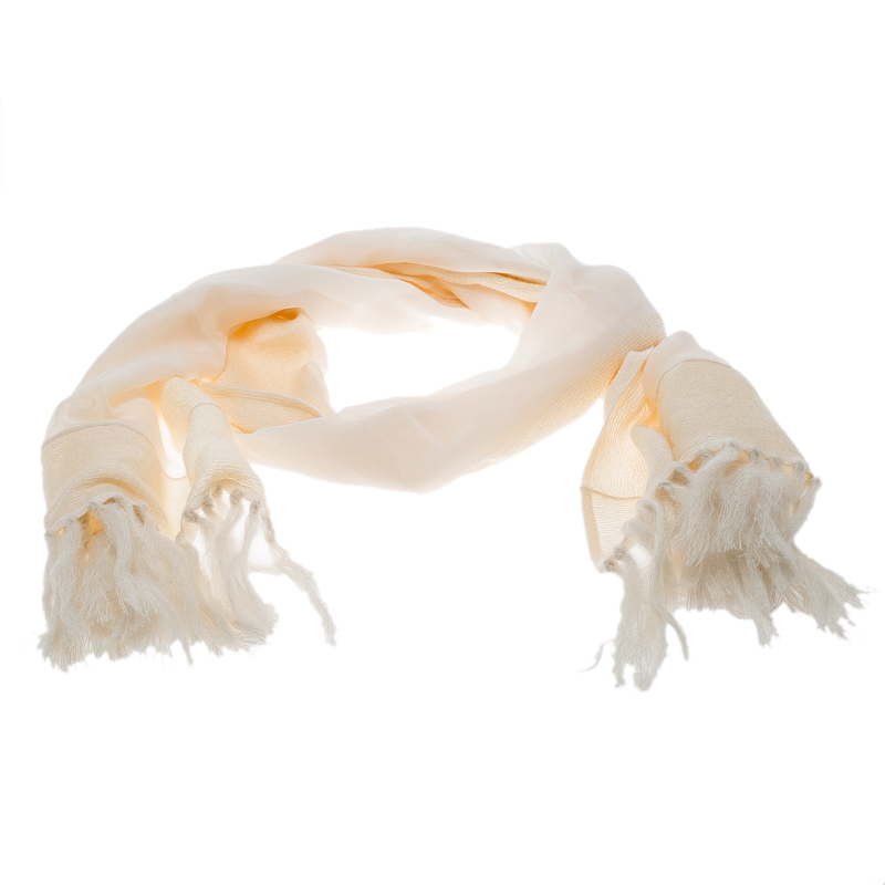 مملوكة مسبقًا Dior Cream Silk and Mohair Tassel Edged Scarf