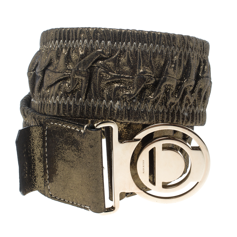 

Dior Gold Shimmering Elastic Leather Belt