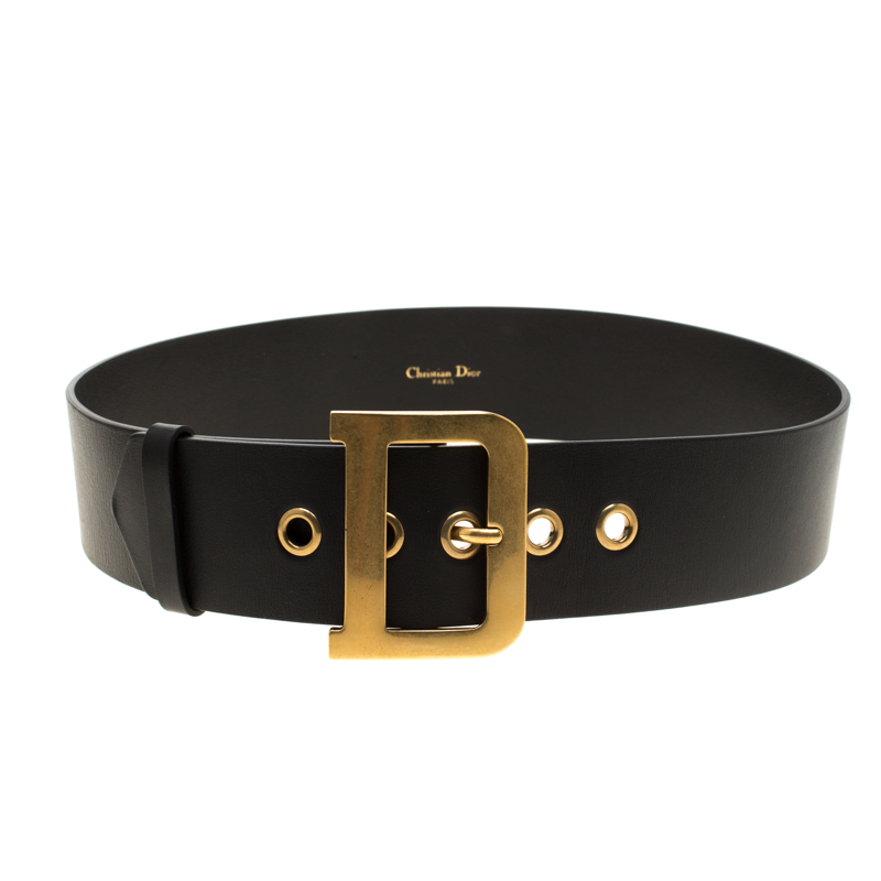 Dior Black Leather Diorquake Belt Size 