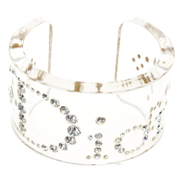 مملوكة مسبقًا Christian Dior Vintage Lucite Crystal Clear Bangle 18 CM