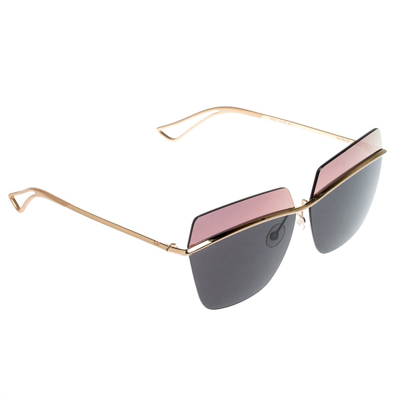 Christian Dior Gold/Black Rose Gold Mirrored Dior Metallic Square Sunglasses