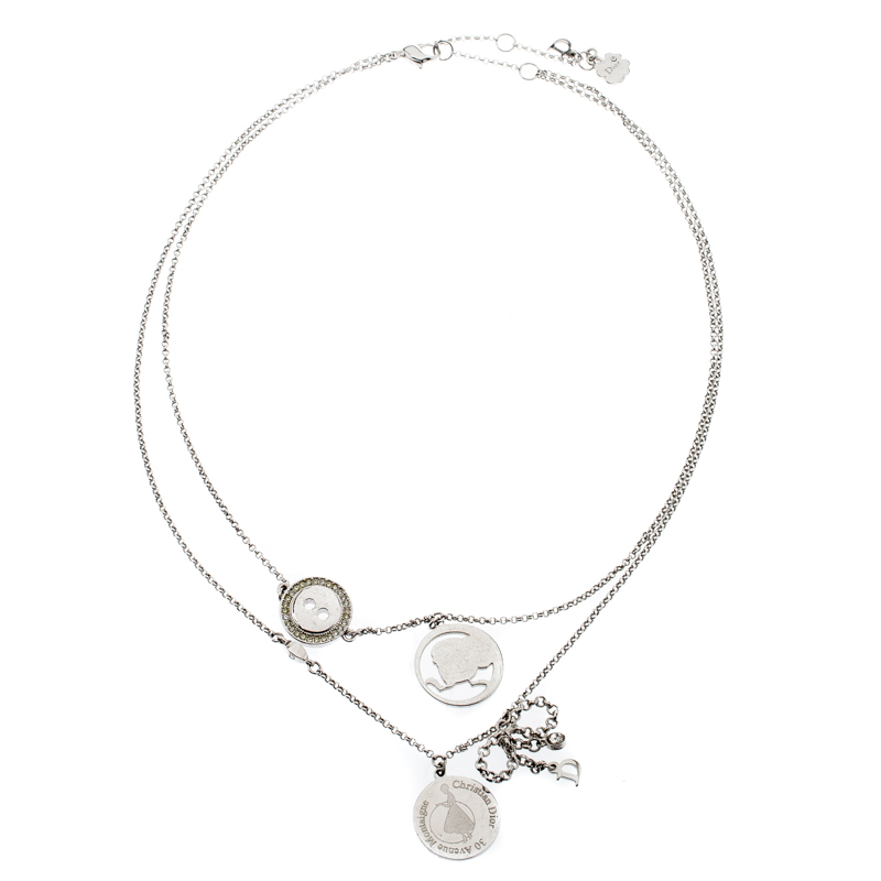 Christian Dior Crystal Oblique Necklace Silver Tone – Coco Approved Studio