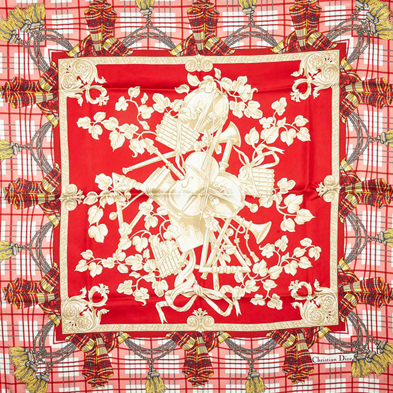 

Dior Red Printed Silk Scarf, Multicolor
