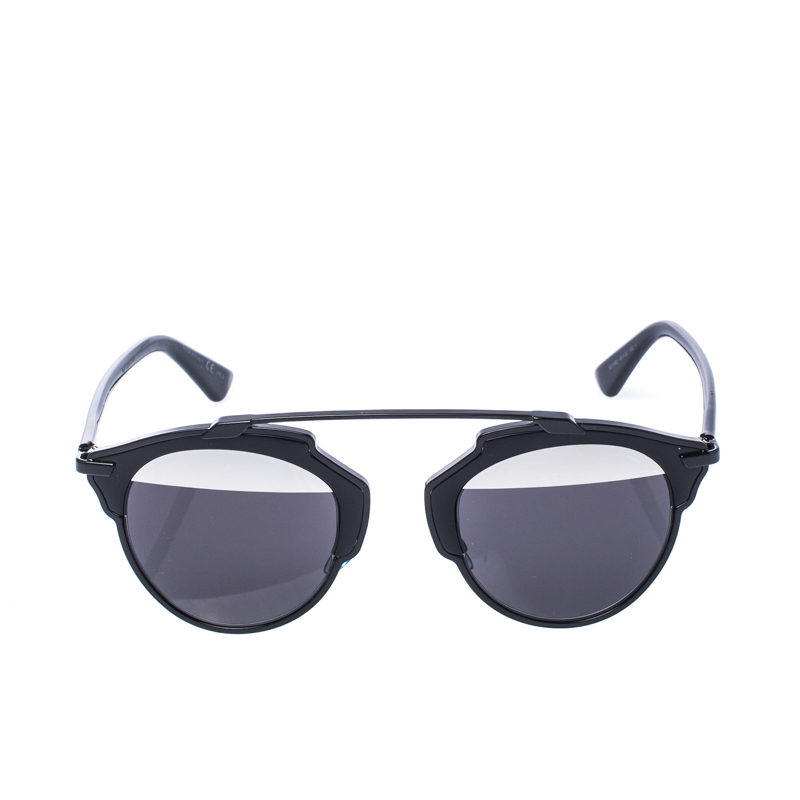 

Dior Black/Silver Top B0YMD So Real Round Sunglasses