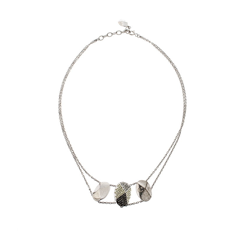 

Dior Crystal Silver Tone Chain Link Necklace