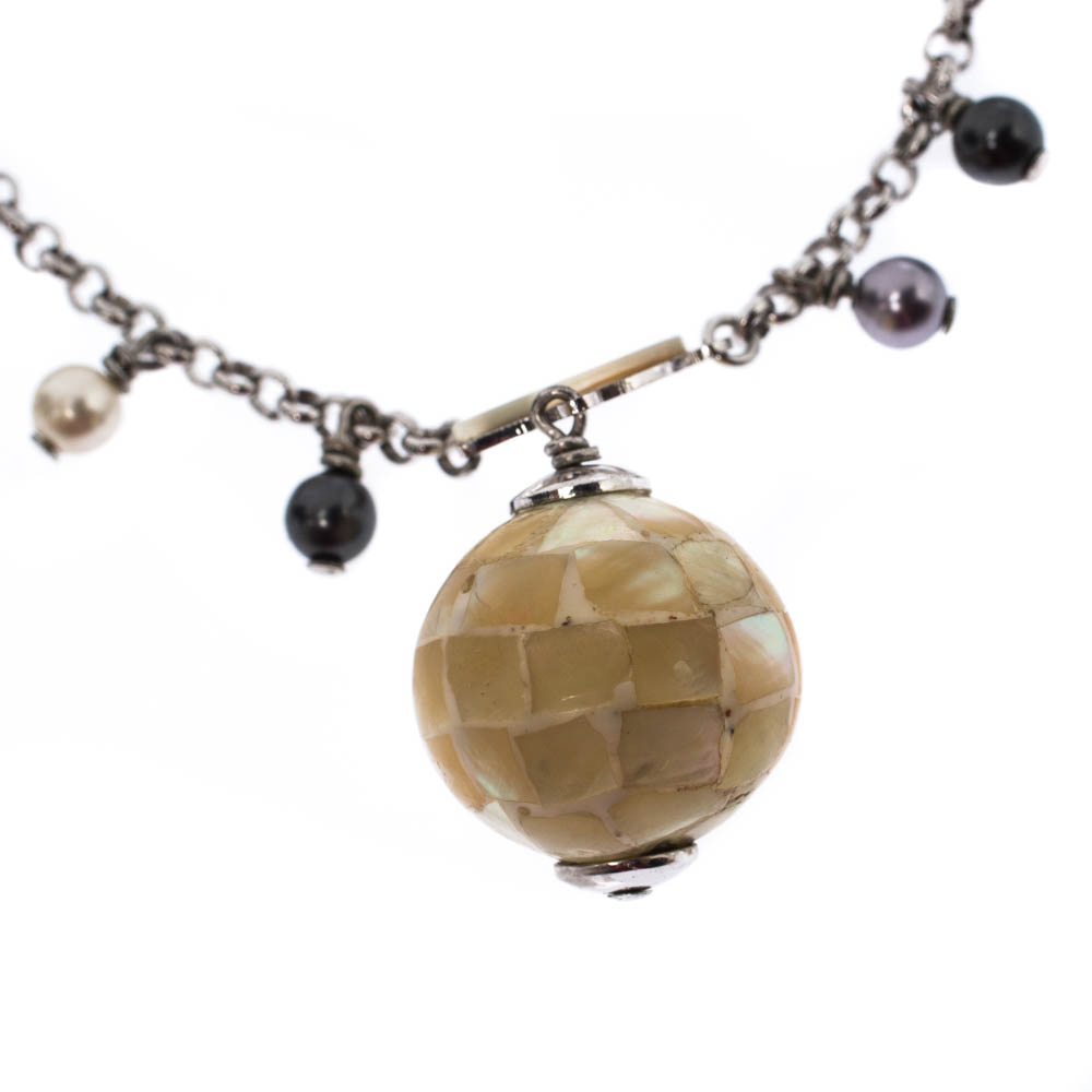 

Dior Mother of Pearl Silver Tone D Charm Bracelet