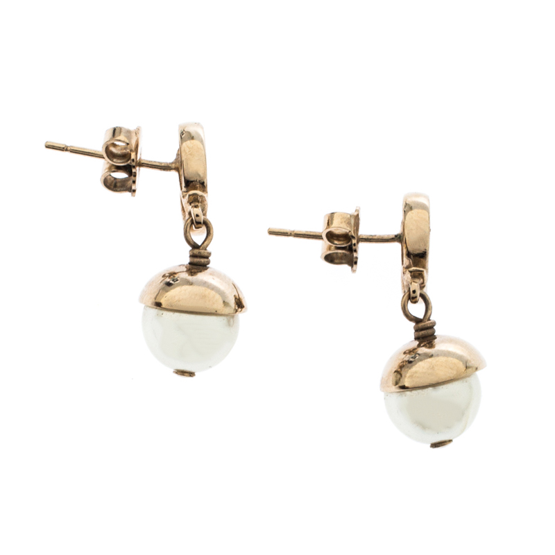 

Dior Mise en Dior Faux Pearl Gold Tone Drop Earrings