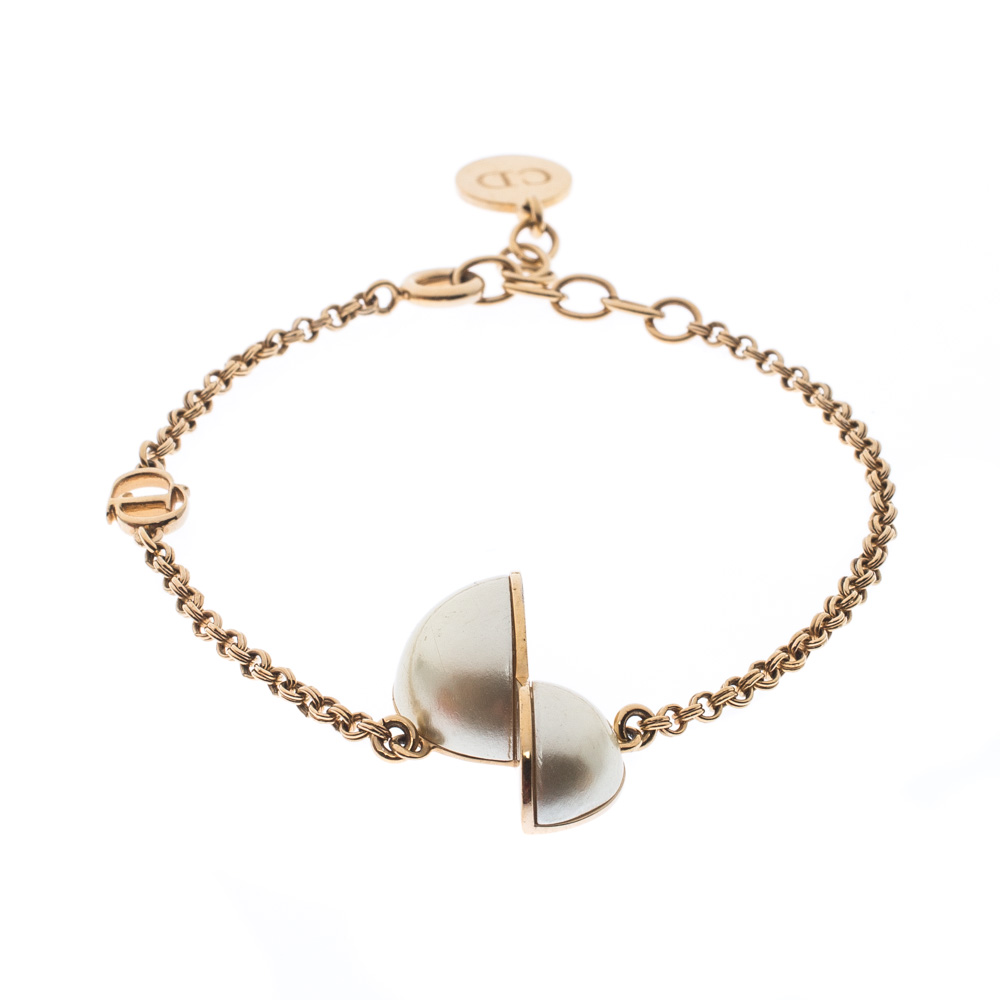 

Dior CD Half Faux Pearl Gold Tone Bracelet