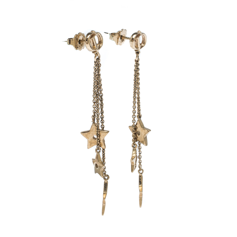 

Dior Star Chain Gold Tone Tassel Earrings