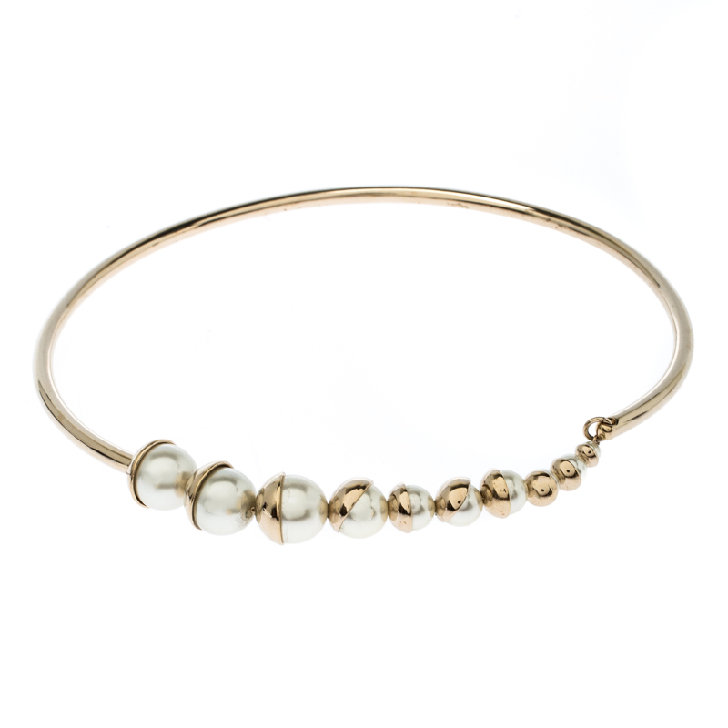 Dior Mise En Dior Faux Pearl Gold Tone Magnetic Detachable Choker Necklace