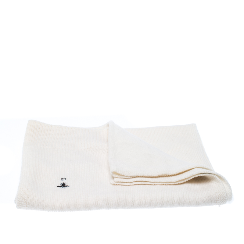 

Dior Cream Knit Cashmere Scarf