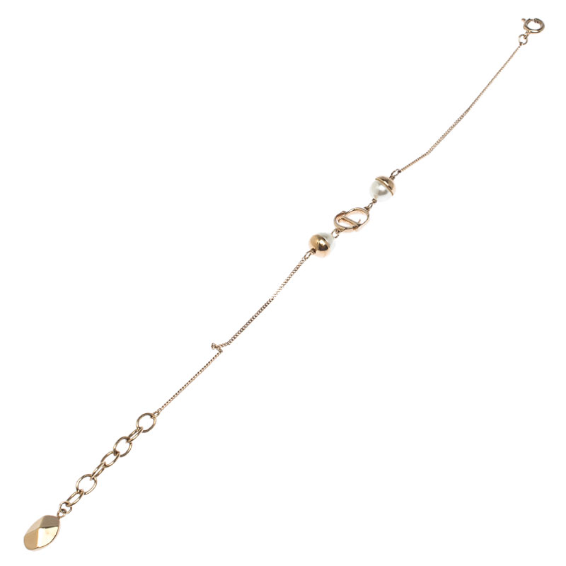 

Dior Mise En Dior Faux Pearl Gold Tone Bracelet
