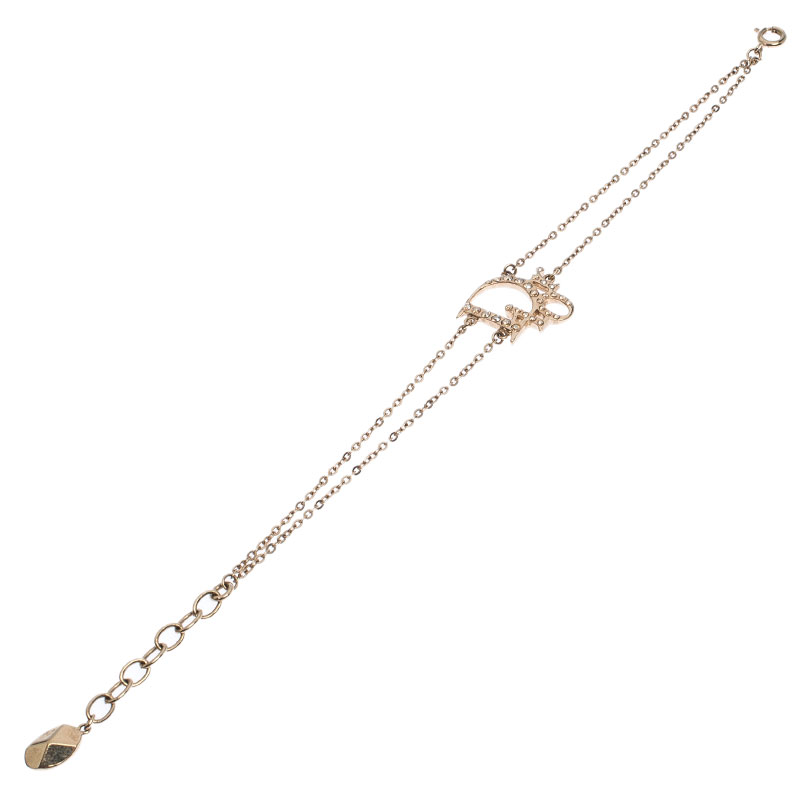 

Dior Oblique Crystal Layered Gold Tone Bracelet
