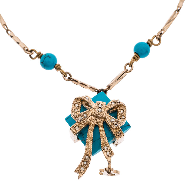 

Dior Blue Stone Crystal Antique Gold Tone Bracelet