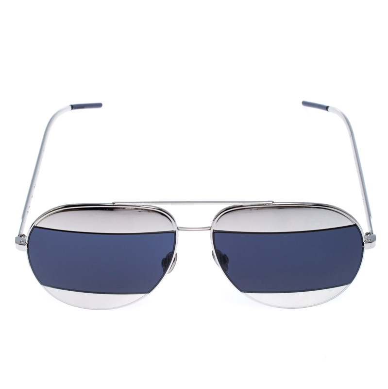 

Dior Silver/Blue Diorsplit1 Aviator Sunglasses