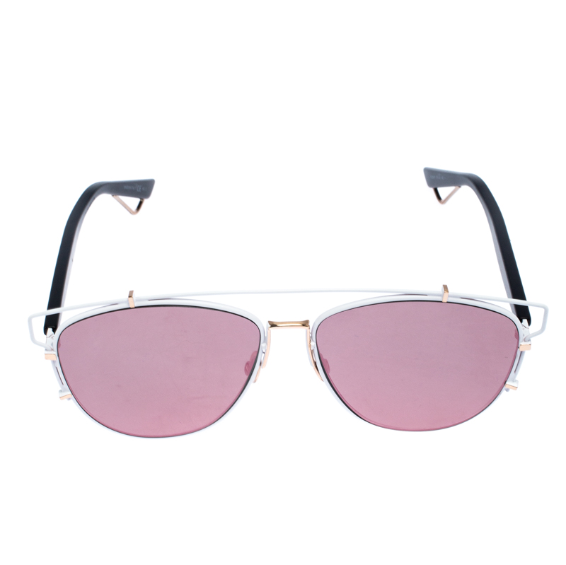 

Dior White/Pink Technologic Aviator Sunglasses