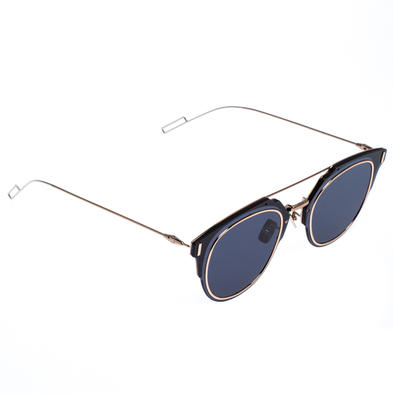 Pre Owned Dior Gold/Blue Composit1.0 Round Sunglasses