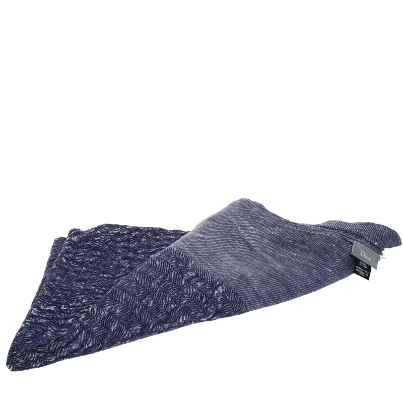 

Dior Chambray Blue Silk and Linen Jacquard Scarf