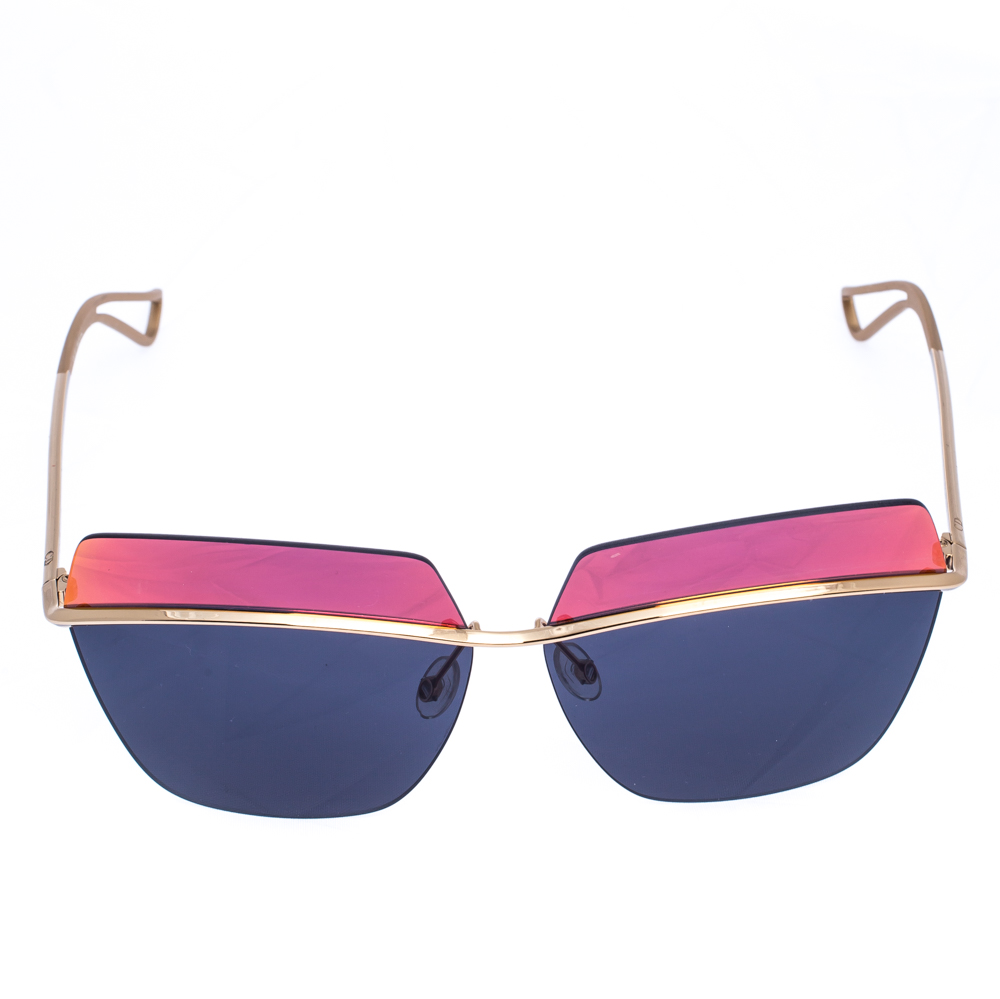 

Dior Gold Tone/Bicolor Mirrored DiorMetallic Oversized Sunglasses, Blue