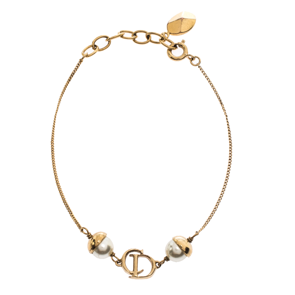 Dior Mise En Dior Faux Pearl Gold Tone Bracelet Dior | The Luxury Closet