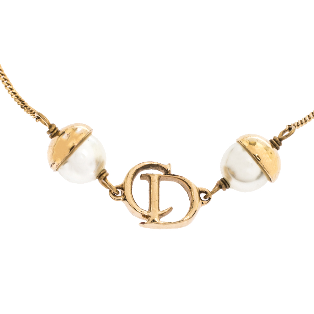 

Dior Mise En Dior Faux Pearl Gold Tone Bracelet