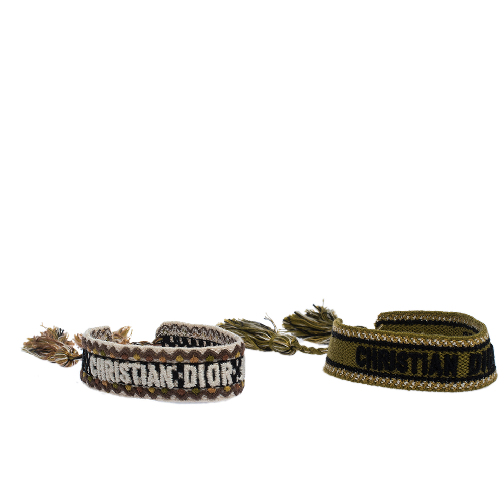 

Dior J'adior Multicolor Woven Cotton Set of Two Adjustable Tassel Bracelets