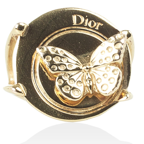 مملوكة مسبقًا Christian Dior Butterfly Metal Ring Size 54.5